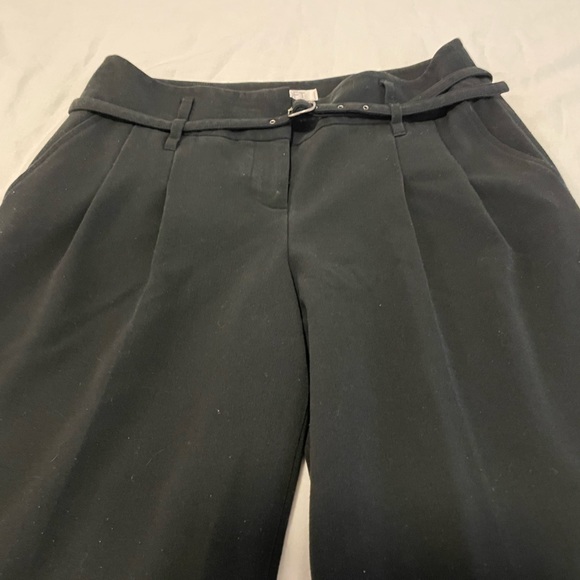 LOFT Pleated Wide Leg Trousers with belt Dress Pants Culottes Black Women’s 4P - Picture 3 of 9